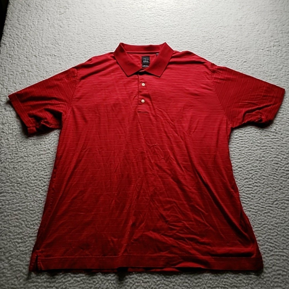 Page & Tuttle Polo Shirt Mens 2XL Red Stripe 100% Cotton Mercerized Knit Top